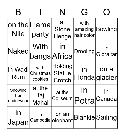 Olivia's Birthday Bingo..Where in the World? Bingo Card