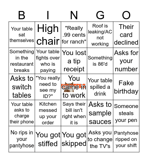 Hooters Bingo Card