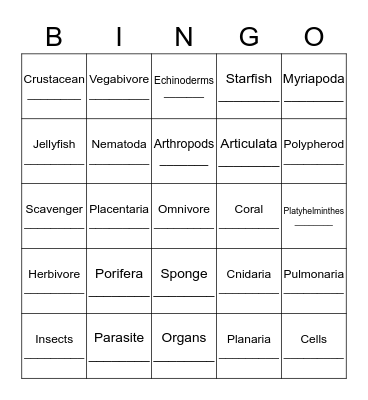 Quiz No. 8 Bingo Card