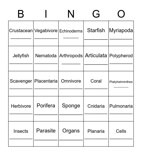 Quiz No. 8 Bingo Card