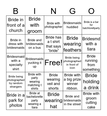 Bridal Bingo  Bingo Card