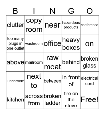Workplace Safety Bingo Card