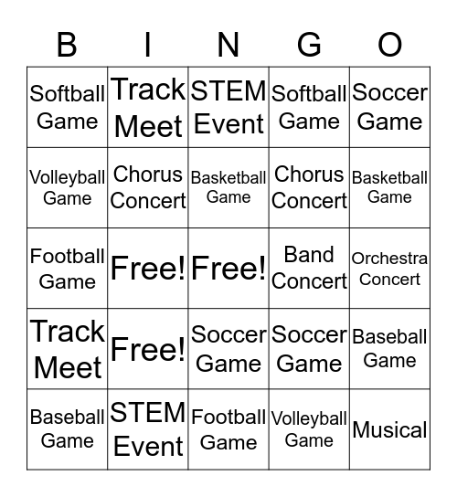 Kennedy Middle School Bingo Card