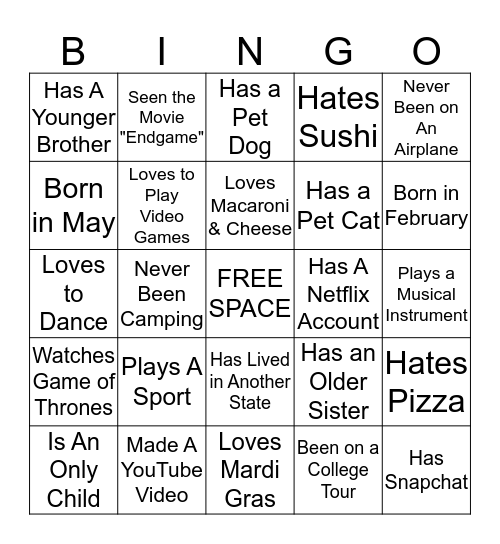 Human BINGO Card