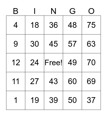 Mary Ann Manila Bingo Card