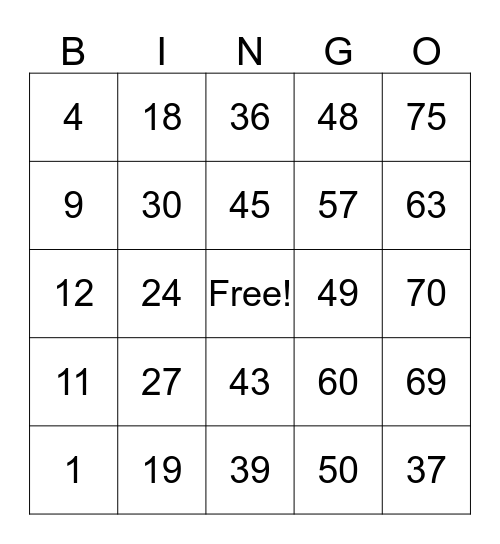 Mary Ann Manila Bingo Card