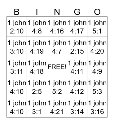 God is LOVE Bingo Card