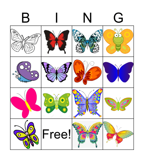 Butterfly Bingo Card