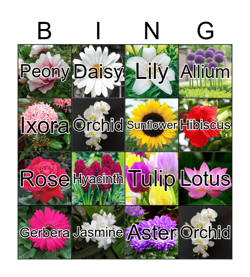 Flowers Bingo Card