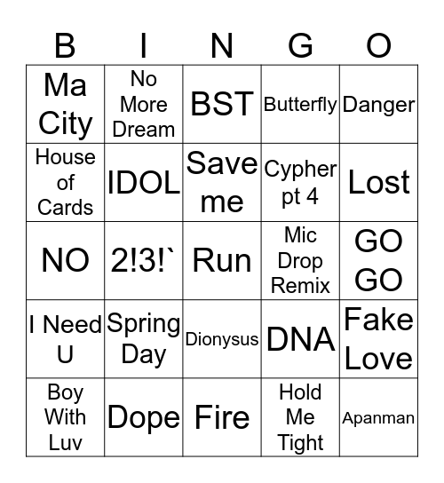 BANGO Bingo Card