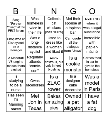 Wedding Bingo Card