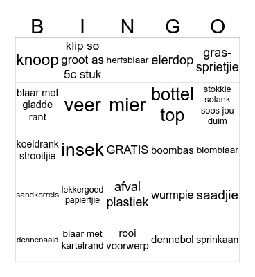 Veld Bingo Card