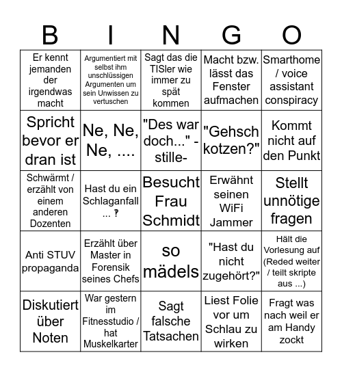 JPV Bingo Card