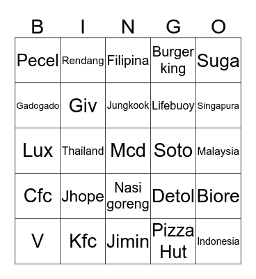 Killa Cantik Bingo Card
