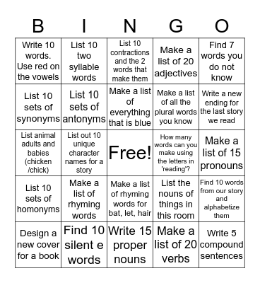 Independent Bingo Card