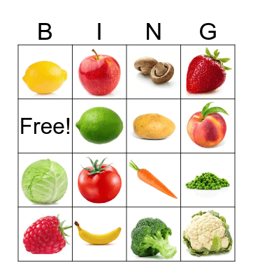 Fruits and Vegetables Bingo Card