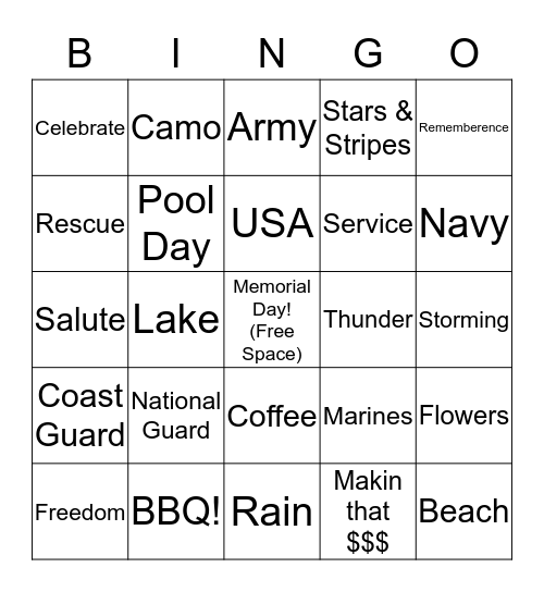 Monday Funday! Bingo Card