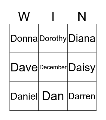 Doava Bingo Card