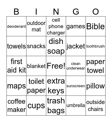 RV Bingo Card