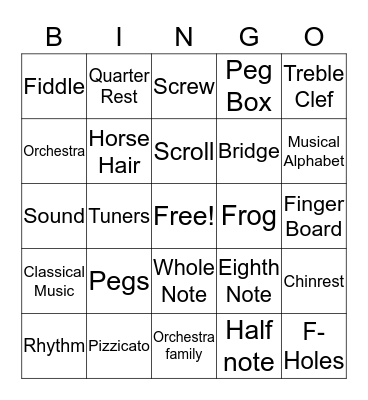 Orchestra Bingo! Bingo Card