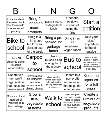 Eco WHS Card Bingo Card