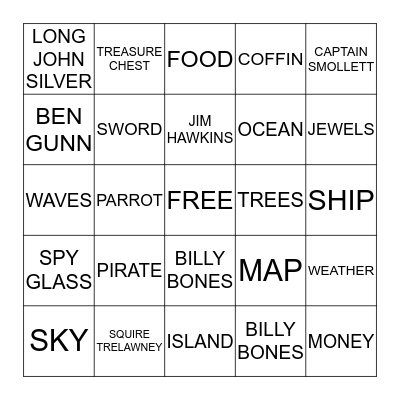 TREASURE ISLAND Bingo Card