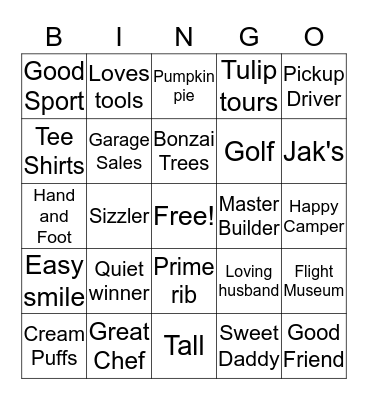Mark's Birthday Bingo Card