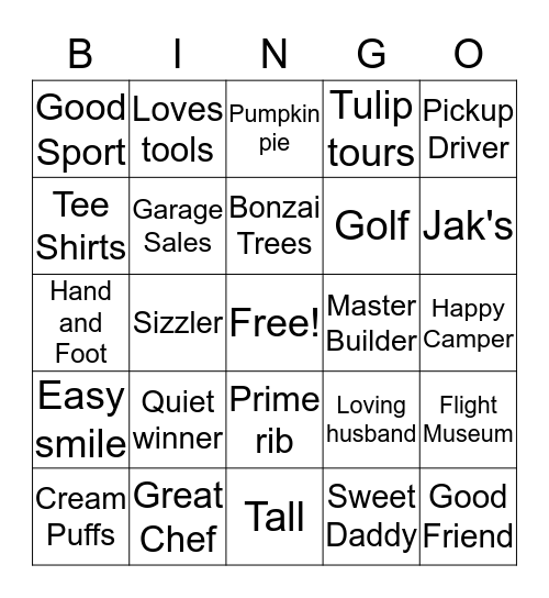 Mark's Birthday Bingo Card
