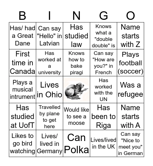 Welcome Bingo Card