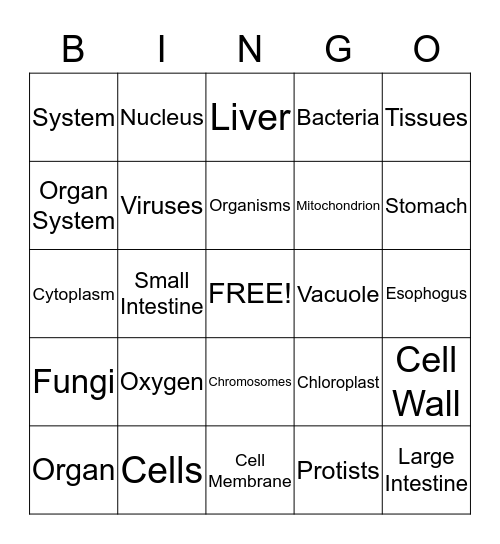 World of Living Things Bingo Card