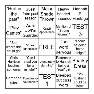 Bachelorette Bingo Week 3 Bingo Card