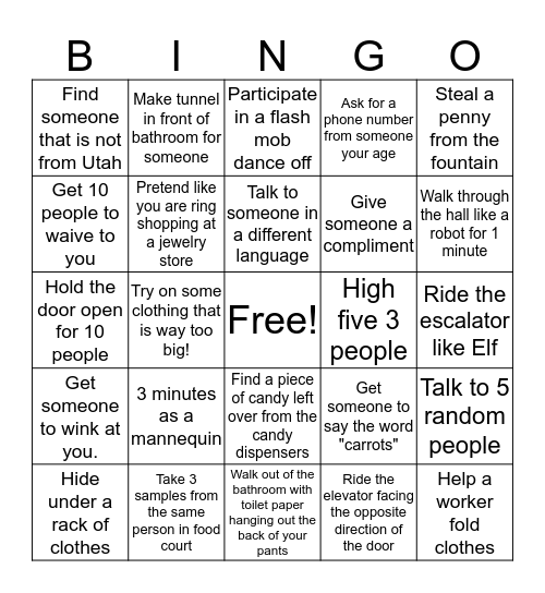 MALL Bingo Championships 2019 Bingo Card
