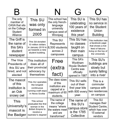 Fun Fact Bingo Card