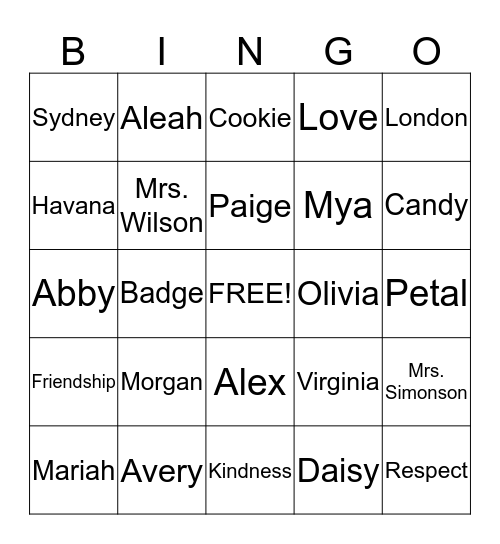 Daisy 'Happy Valentine's Day' Bingo Card