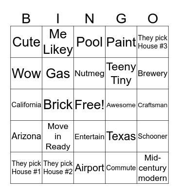 House Hunters with The Manns Bingo Card