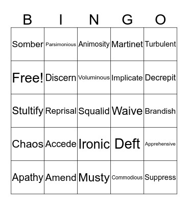 Spring Review Bingo Card