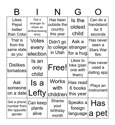 #Connect Bingo Card