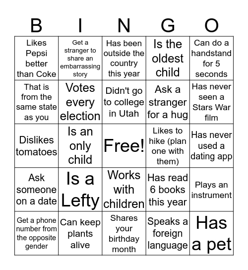 #Connect Bingo Card