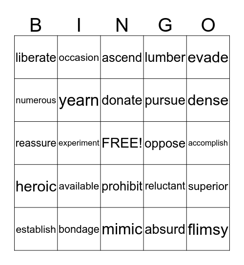 5th grade- Lesson 10 Bingo Card