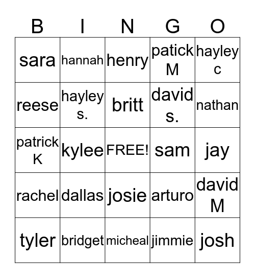 B2 bingo Card