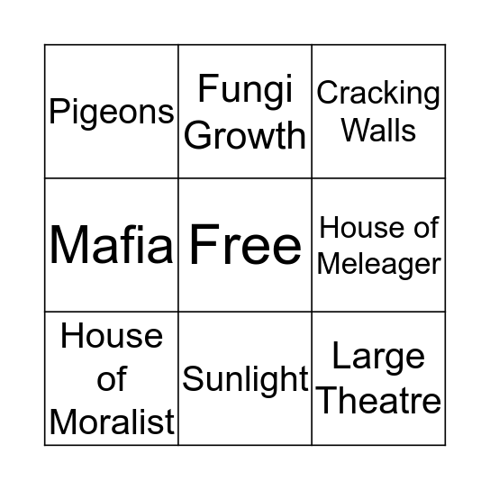 Issues of Conservation and Restoration  Bingo Card