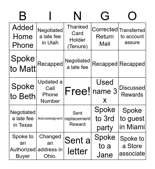 Team Awesome Bingo  Bingo Card