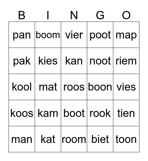 lijst 1 Bingo Card