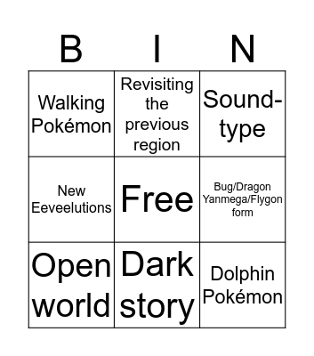 Pokémon Speculation Bingo Card