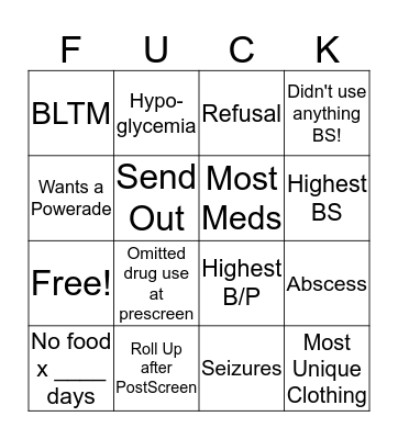 Booking Bingo Card