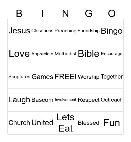 Bascom UMC Bingo Card