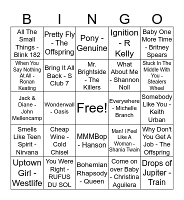 MUSIC BINGO Card