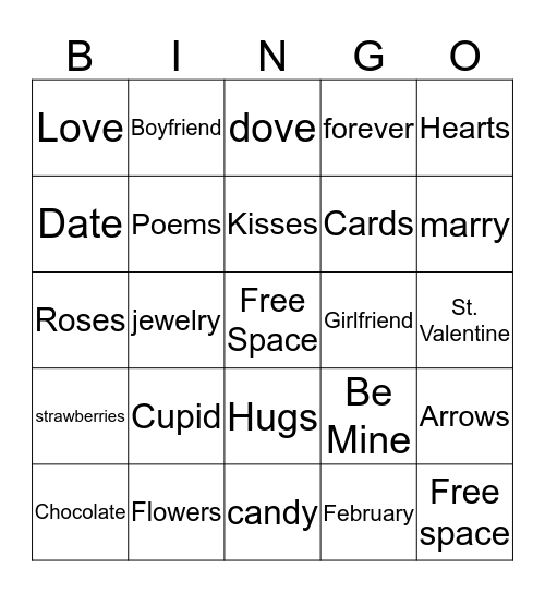 Valentine's Bingo Card