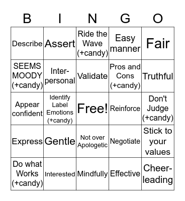 Interpersonal Effectiveness BINGO Card