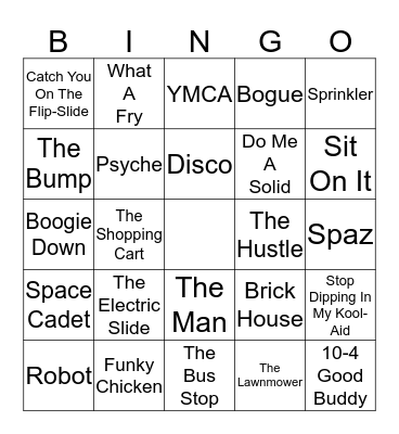 Dancing BINGO Card